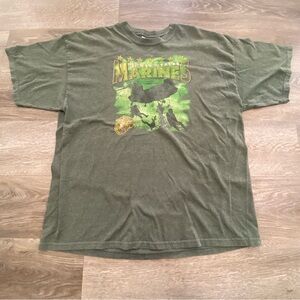 Gildan Ultra Cotton United States Marine Graphic T-Shirt 2XL Green Military